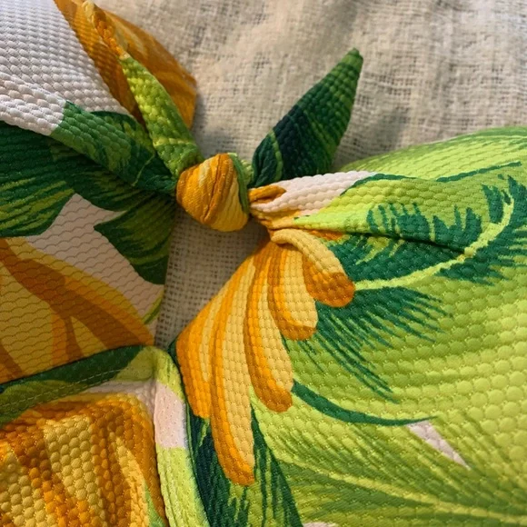 Kona Sol Green and Yellow One Piece Swimsuit Tropical Print - Picture 5 of 6